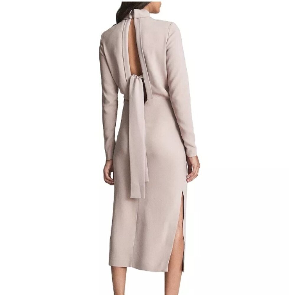 REISS Martha Cutout Back Midi Dress Nude